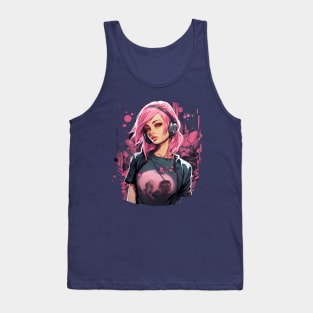 Cyberpunk Anime Girl T-Shirt, Futuristic Techwear Aesthetic, Kawaii Manga Shirt, Japanese Streetwear, Japanese Harajuku Clothing Tank Top